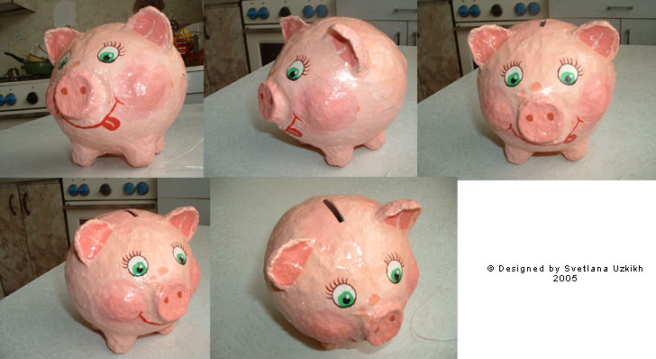 Как сделать свинку-копилку из папье-маше