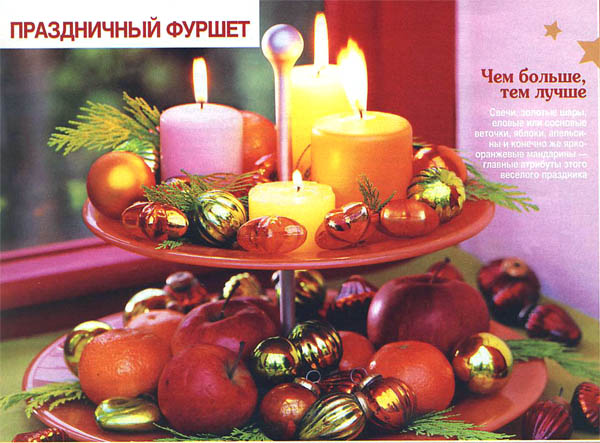 Выза с фруктами и свечами